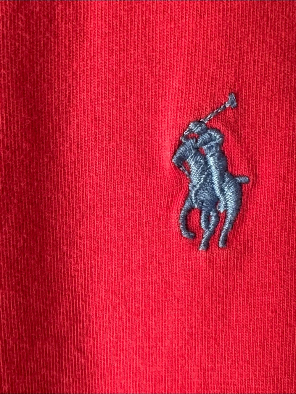 Polo Ralph Lauren Red V Neck T Shirt M Cotton Blue Pony Quiet Luxury Embroidered